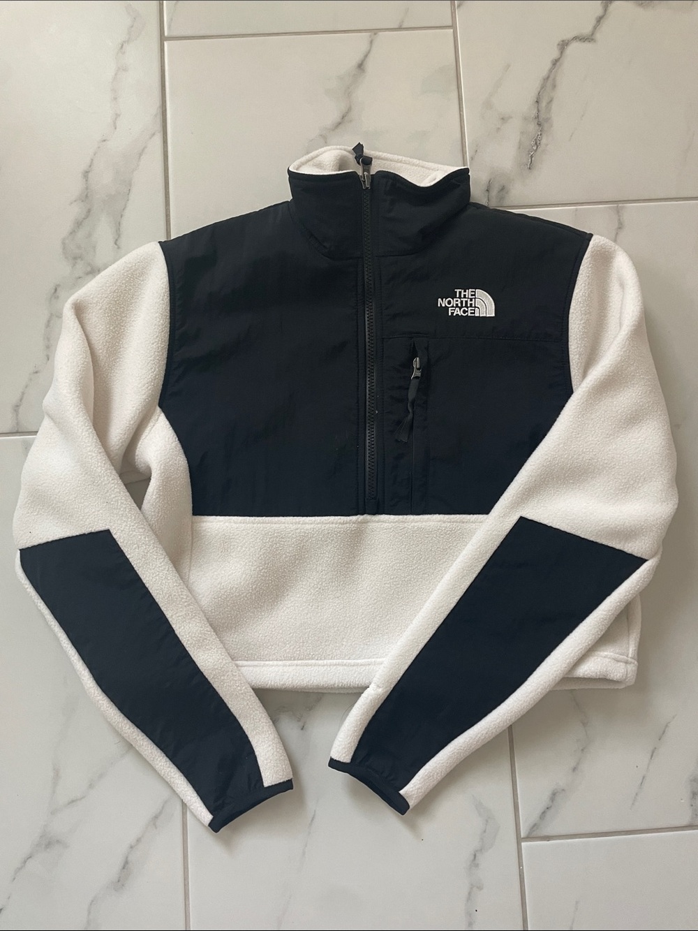 The North Face Black & White Fleece Half-Zip Jacket